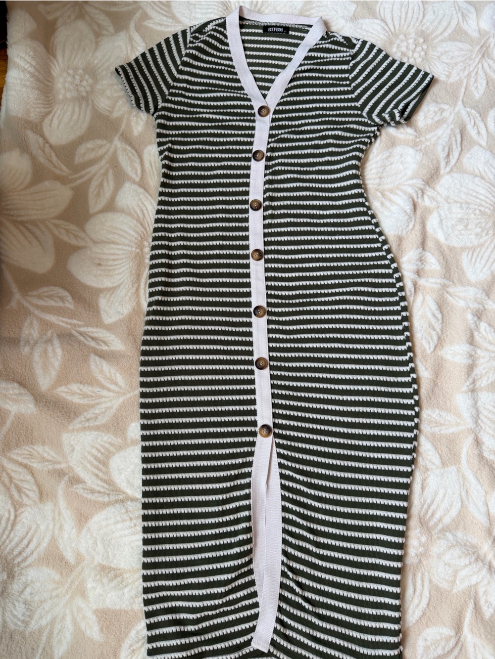 Striped Button-Front Women’s Sweater - Black and White